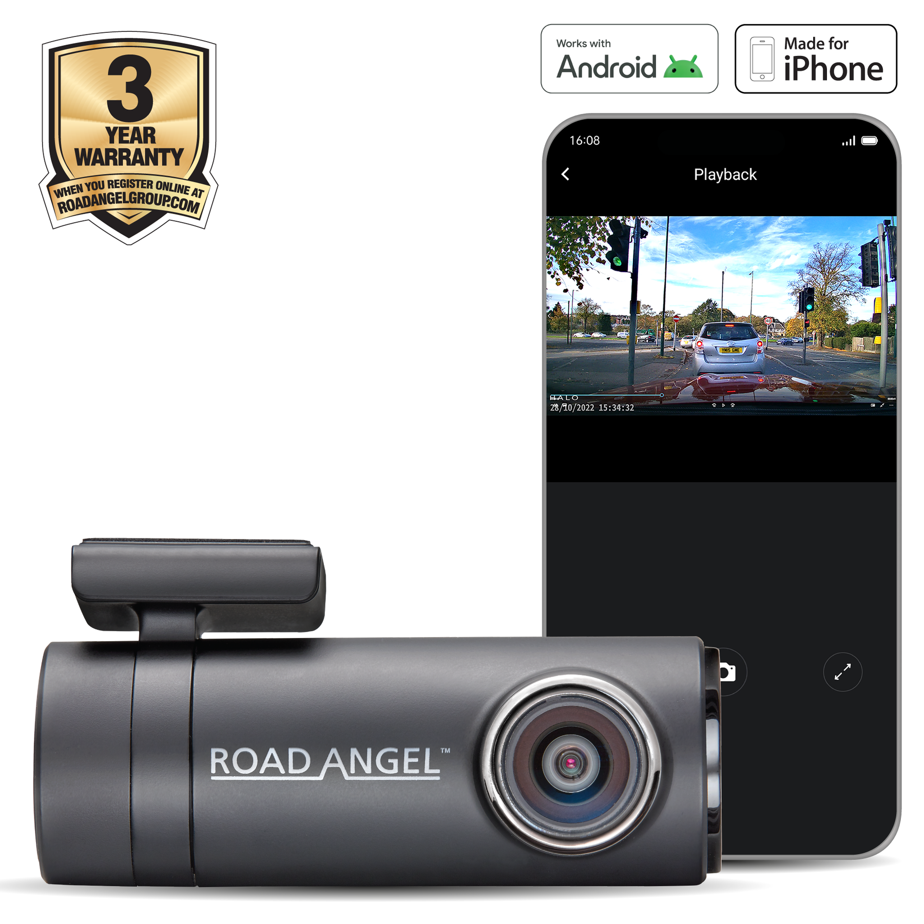 NEW - Road Angel Halo Drive 2 1440p QHD Dash Cam (Now Type C )