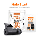 NEW - Road Angel Halo Start 1080p Full HD Compact Dash Cam With Quick Release Mount with 64GB SD Card & Hardwiring Kit Bundle